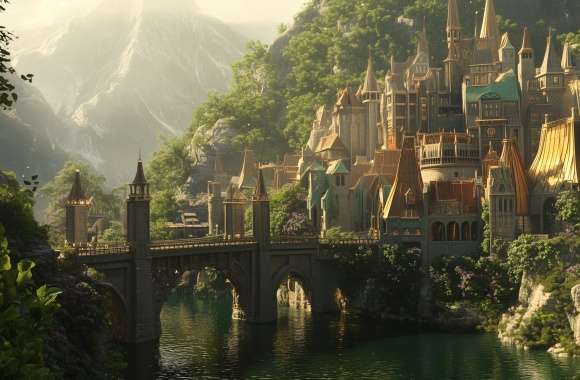 Elven City A Stunning HD Fantasy Wallpaper