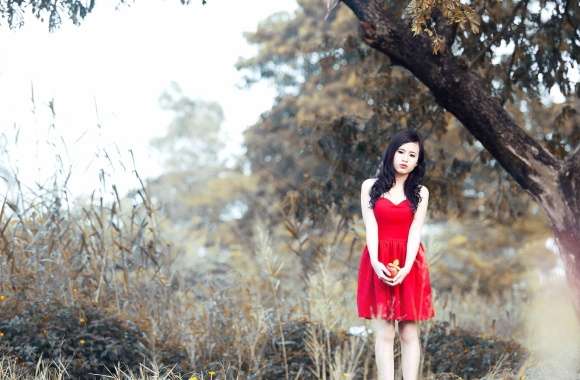 Enchanted Asian Woman in Nature -