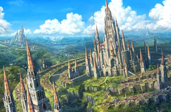 Enchanted Castle City - HD Fantasy Wallpaper