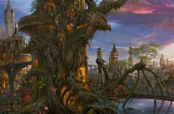 Enchanted Fantasy Castle City wallpapers hd quality