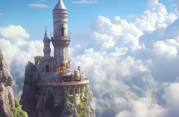 Enchanted Heights of a Fantasy Wizard Tower wallpapers hd quality