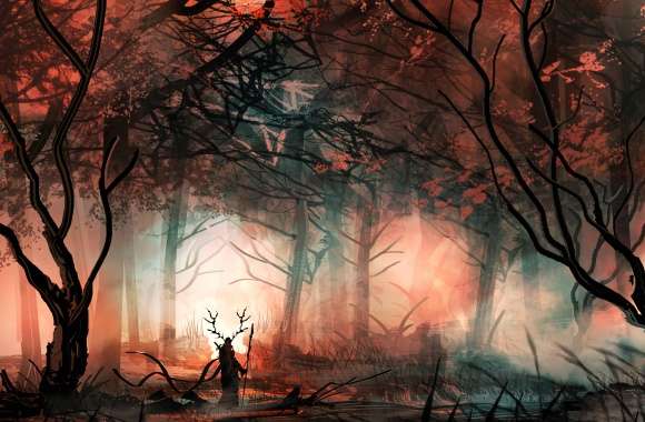 Enchanted Shaman in a Forest HD Fantasy Wallpaper wallpapers hd quality