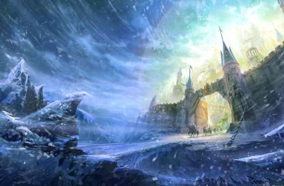 Enchanted Winter Castle - HD Fantasy Wallpaper