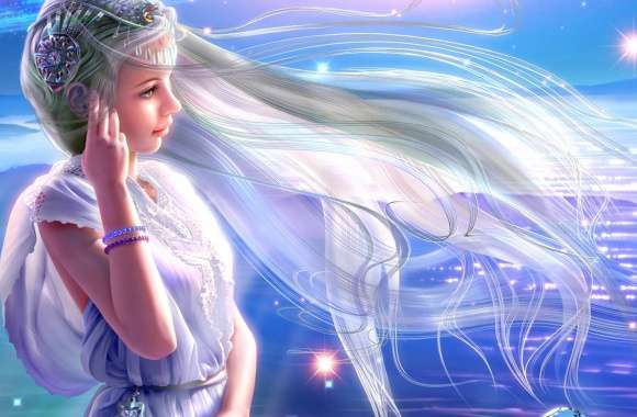 Enchanting Blue Fantasy of a Dreamy Woman wallpapers hd quality