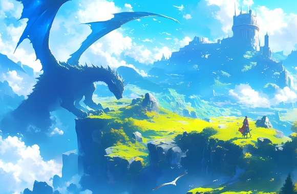 Enchanting Fantasy Dragon Realm - Anime Landscape