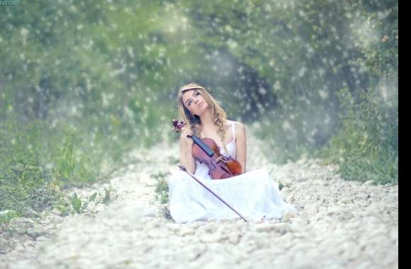 Enchanting Violinist in Snowfall -