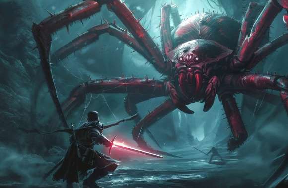 Epic Fantasy Showdown Warrior vs. Giant Spider