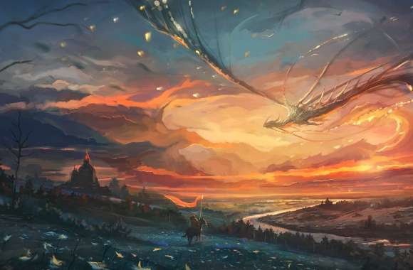 Epic Fantasy Warrior at Sunrise -