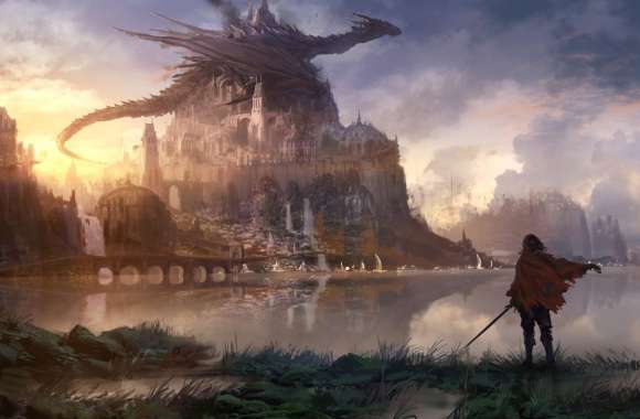 Epic Knight and Dragon - HD Fantasy Wallpaper