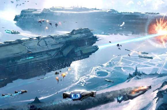 Epic Sci-Fi Battle of Spaceship Landscapes