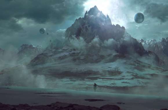 Epic Sci-Fi Mountain Landscape – wallpapers hd quality
