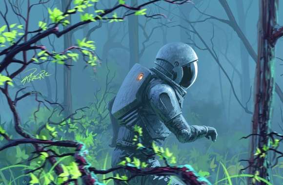 Exploring Alien Wilderness - HD Sci-Fi Astronaut Wallpaper