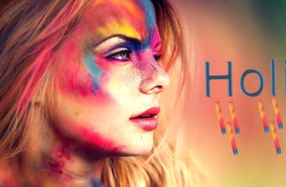 Face Lipstick Blonde Blue Eyes Colors Holiday Holi