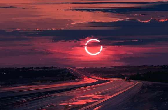 Fantasy Eclipse Evening Road