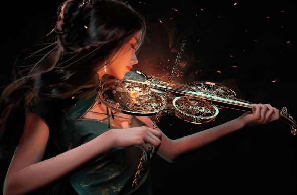 Fantasy girl Playing violin wallpapers hd quality