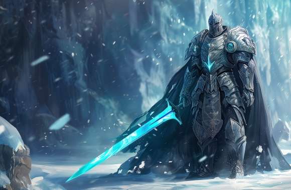 Fantasy Knight in Icy Realm