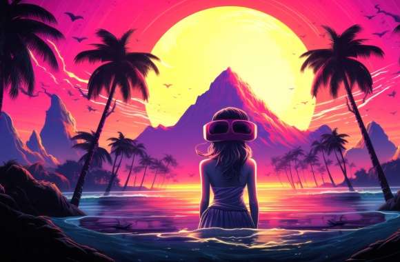 Fantasy Landscape Vaporwave Style Wallpaper wallpapers hd quality