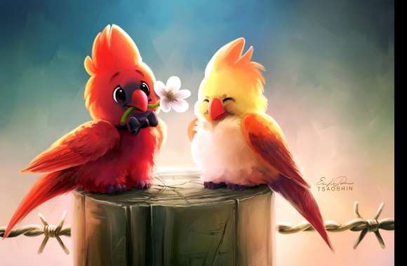 Fantasy Love Birds - wallpapers hd quality