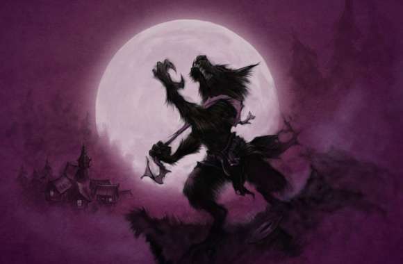 Fantasy Moonlit Village HD Werewolf Wallpaper wallpapers hd quality