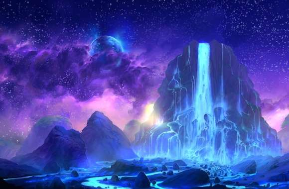 Fantasy Night Waterfall