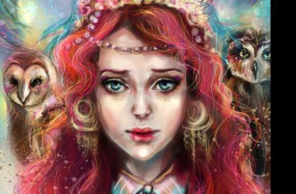 Fantasy Owl Mystique of a Red-Haired Enchantress