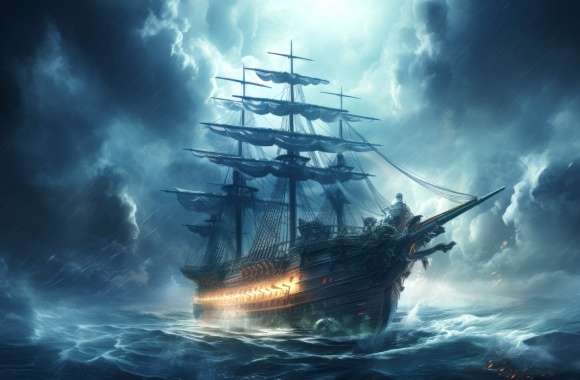 Fantasy Pirate Ship Wallpaper