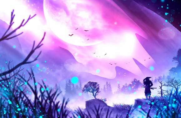 Fantasy Samurai Under Enchanted Moon -