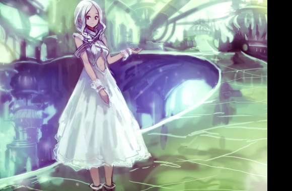 Fantasy Smile Dress White Hair Braid Long Hair Anime Original