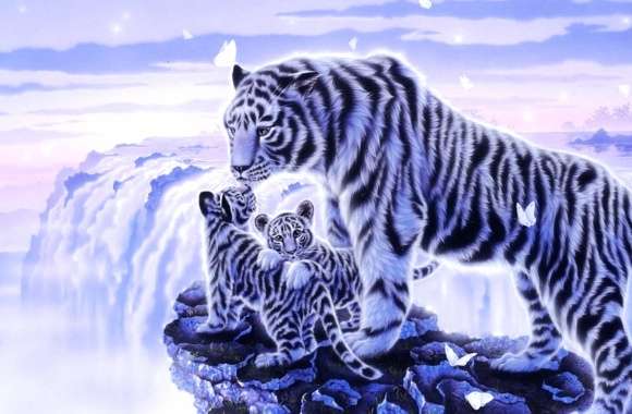 Fantasy Snow Tiger Cubs