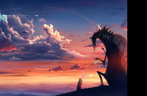 Fantasy Sunset Dragon -