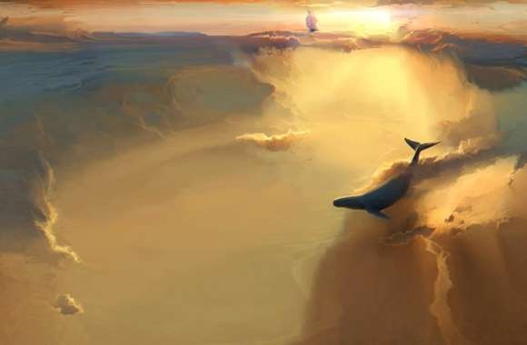 Fantasy Whale Dreamy Skies wallpapers hd quality