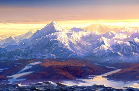 Fantasy Winter Mountain Landscape -