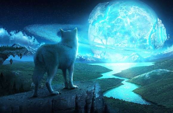 Fantasy Wolf Moon -