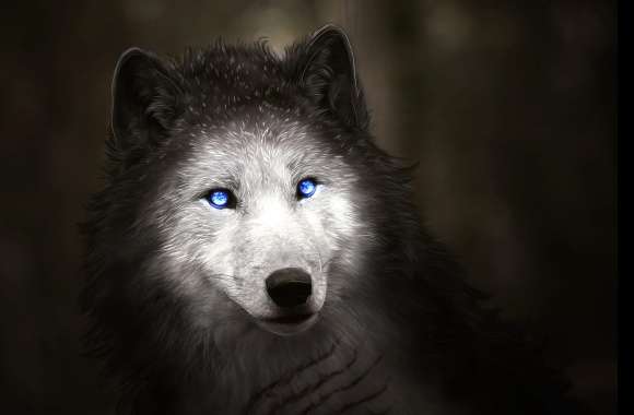 Fantasy Wolf with Blue Eyes wallpapers hd quality