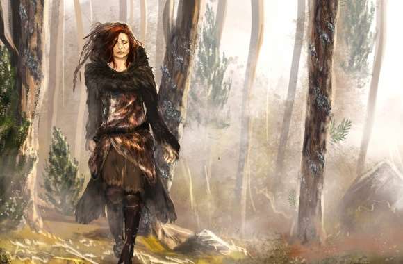 Fantasy Woman in Enchanted Forest -