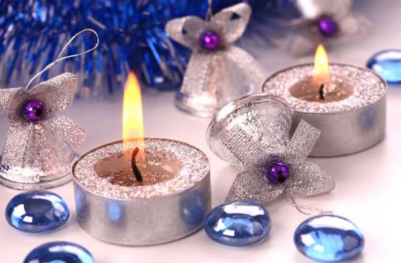 Festive Christmas Ornaments and Candles wallpapers hd quality