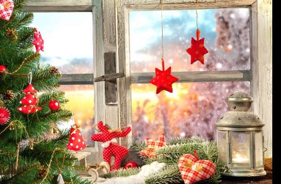 Festive Christmas Scene HD Holiday Wallpaper