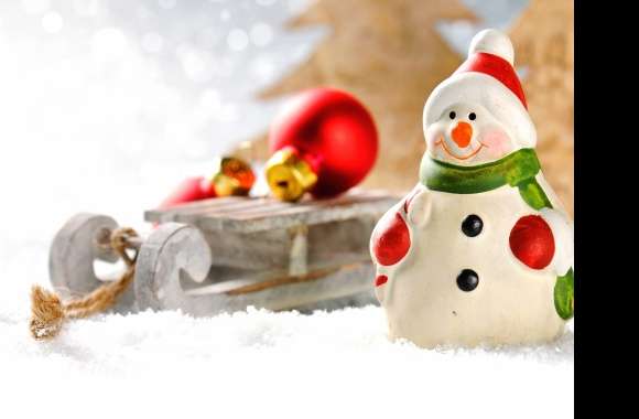 Festive Snowman and Ornaments in