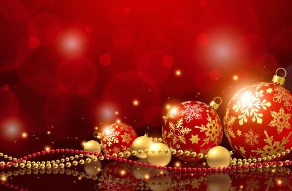 Festive Sparkles Red Christmas Ornaments wallpapers hd quality