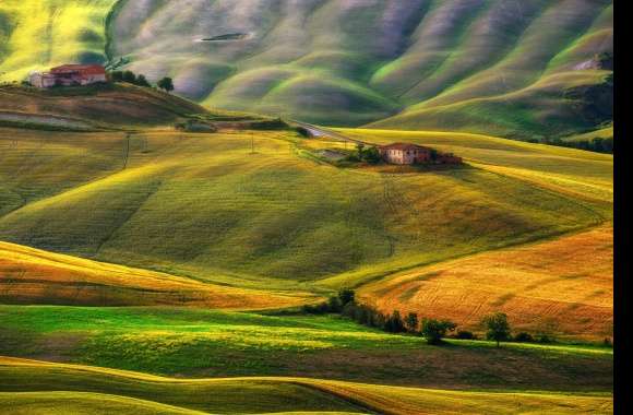 Field Hill House Landscape Italy Photography Tuscany