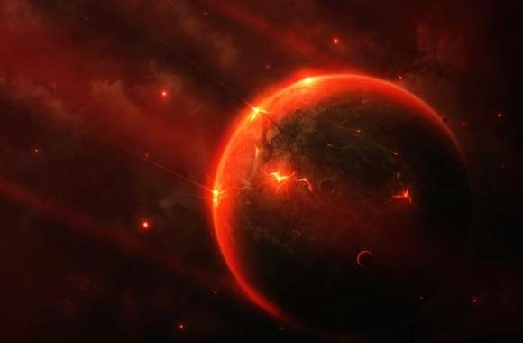 Fiery Planet An HD Sci-Fi Wallpaper for Your Imagination