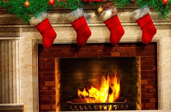 Fire Fireplace Holiday Christmas