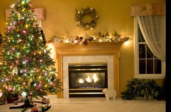 Fireplace Christmas Tree Christmas Ornaments Christmas Lights Holiday Christmas