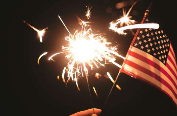 Fireworks American Flag Independence Day Holiday 4th Of July