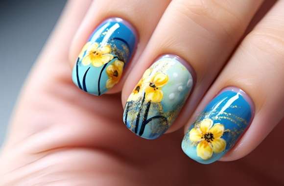 Floral Nail Art HD Desktop Wallpaper