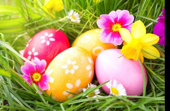 Flower Colorful Easter Egg Grass Holiday Easter