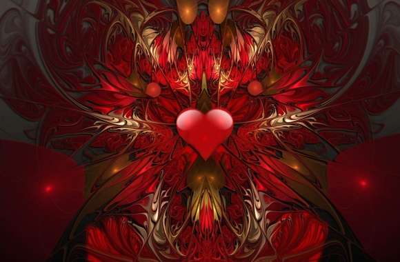 Fractal Heart Artistic Red