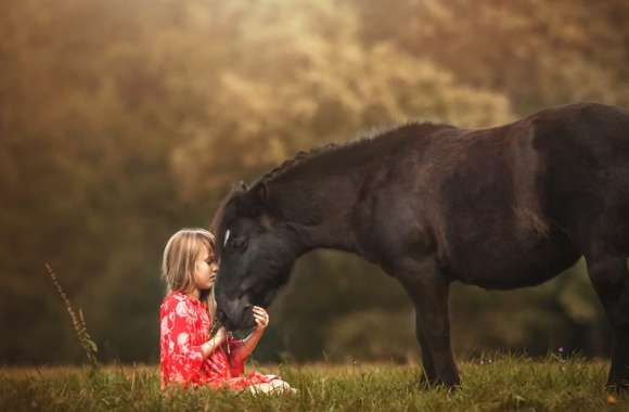Friend Depth Of Field Blonde Little Girl Horse Photography Child