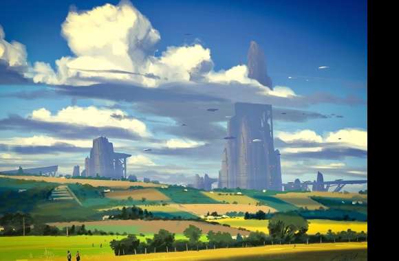 Futuristic Countryside Skyscrapers wallpapers hd quality