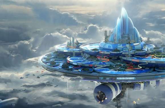 Futuristic Floating City - HD Sci-Fi Wallpaper